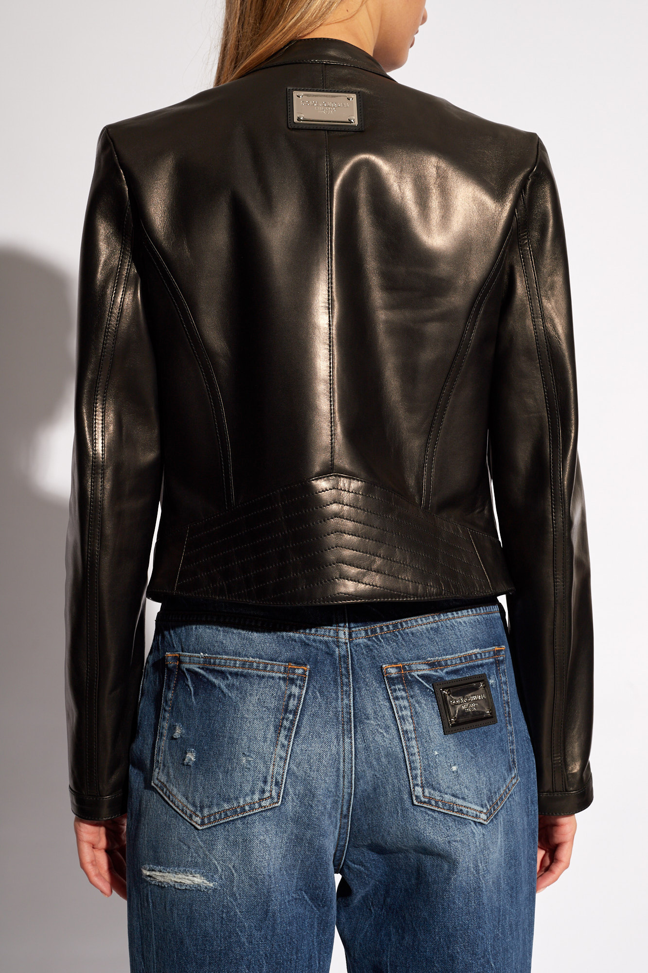 Dolce and gabbana leather jacket womens hotsell